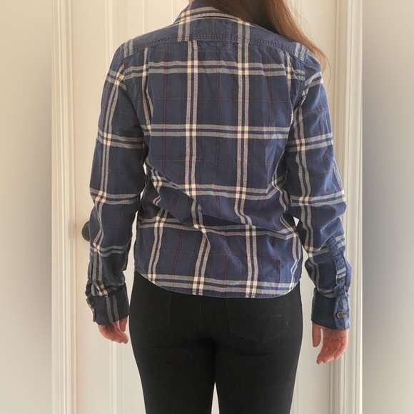 ABERCROMBIE & FITCH - Warm blue & white button down flannel shirt - Picture 3 of 5